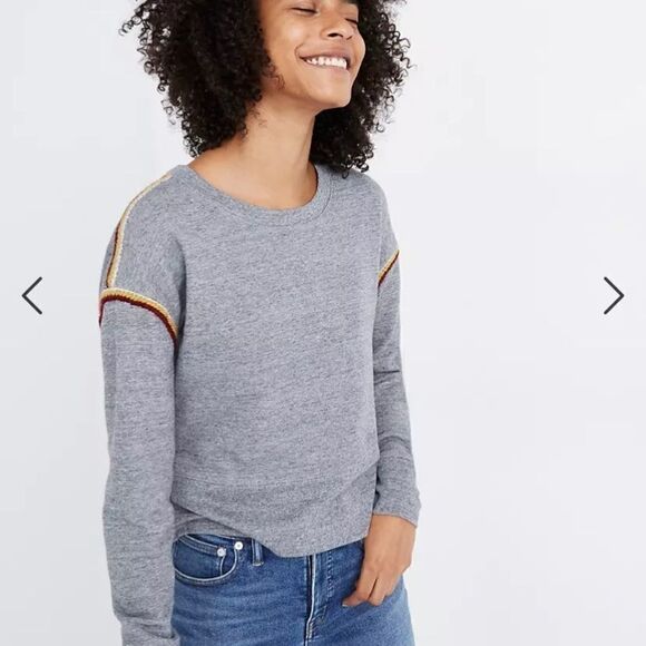 Miles by Madewell Embroidered-Trim Crop Sweatshirt C23 - Picture 1 of 9